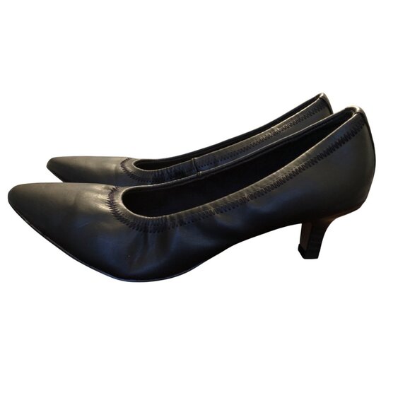 Clarks Womens Shondrah Rae Black  Pointed-Toe Kitten-Heel Pumps Size 9 - Picture 5 of 8
